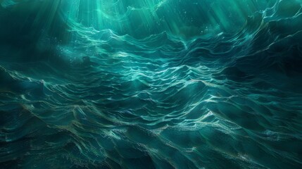 Fototapeta premium Serene Underwater Dreamscape with Ethereal Light Rays