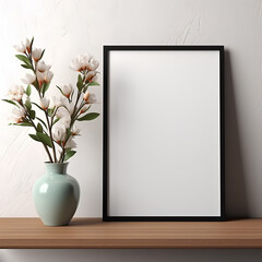 Blank white photo frame