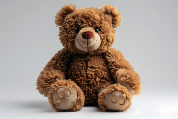 Obraz premium Brown Teddy Bear on White Background Cuddly Friend in High Resolution