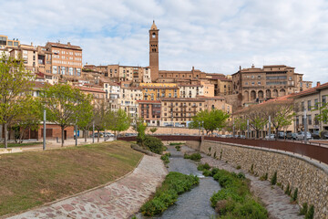 Skyline of Tarazona with the Queiles River