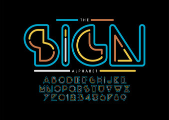 Vector of stylized modern font and alphabet