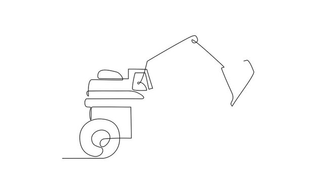 Animated self drawing of excavator in the site project video illustration. Construction Project design concept with simple linear style. Construction Project video design illustration with 4k quality.