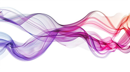 Dynamic red and violet spectrum wave lines in a lively composition, isolated on a solid white background.