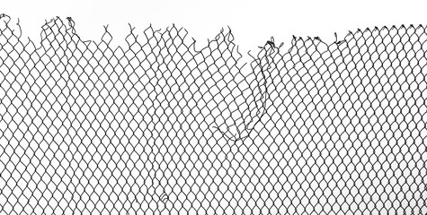 High net fence with barbed wire isolated on white background. meadow.  illustration.