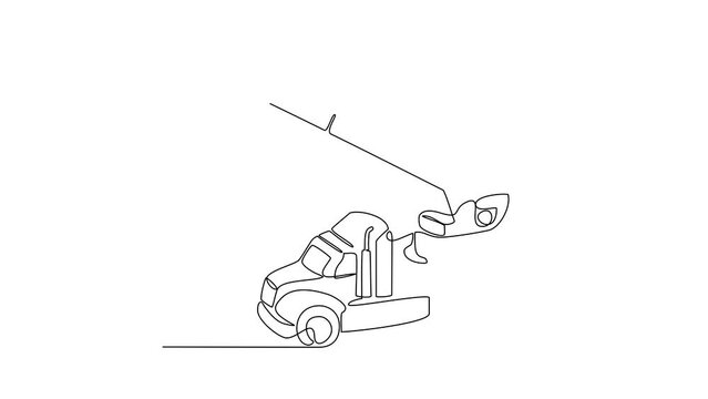 Animated self drawing of mobile crane in the site project construction video. Construction Project design concept with simple linear style. Construction Project video design illustration concept
