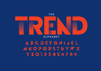 Vector of stylized modern font and alphabet