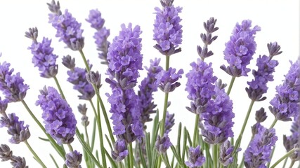 Naklejka premium closeup of lavender flowers on plain white background from Generative AI