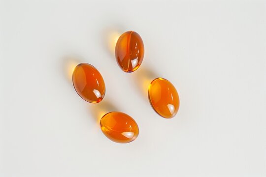 Omega-3 fish oil capsules on a white background isolated