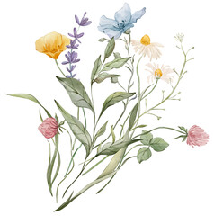 Watercolor bouquet of wildflowers