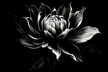 black and white contour of flower Generatve Ai