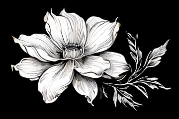 white flower on black Generatve Ai