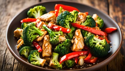 Chicken broccoli and red pepper stir fry