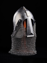 Medieval armor protection. Knight helm.