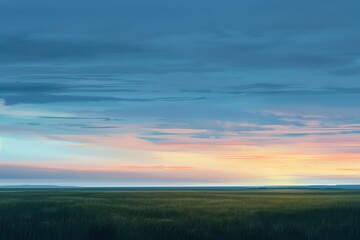 A serene landscape with an endless horizon at twilight.