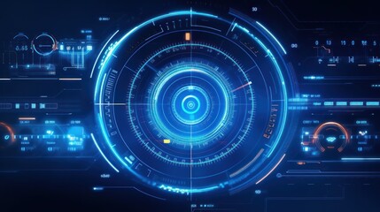 futuristic circle with abstract Style on blue background. Abstract background.AI generated image