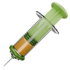 syringe with green liquid isolated