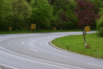 country road curve in Luxembourg during spring