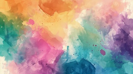 Vibrant Watercolor Background with Multicolor Splashes