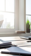 Fototapeta premium A Vertical Image Of A Bright And Spacious Office Designed With A Modern Aesthetics.
