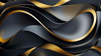 Elegant Black and Gold Abstract Wavy Design Background