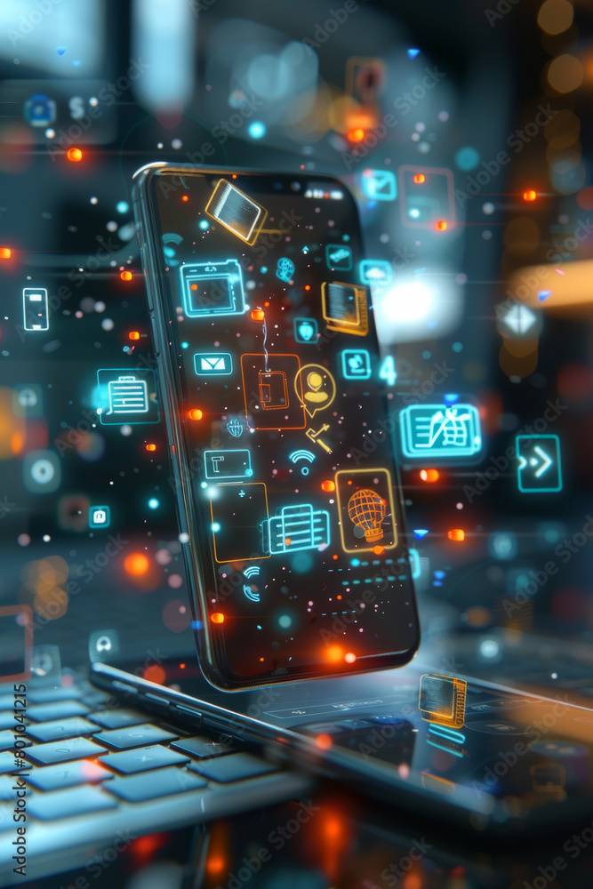 Aufkleber effortless and secure transactions facilitated by diverse payment method icons hovering above a smar