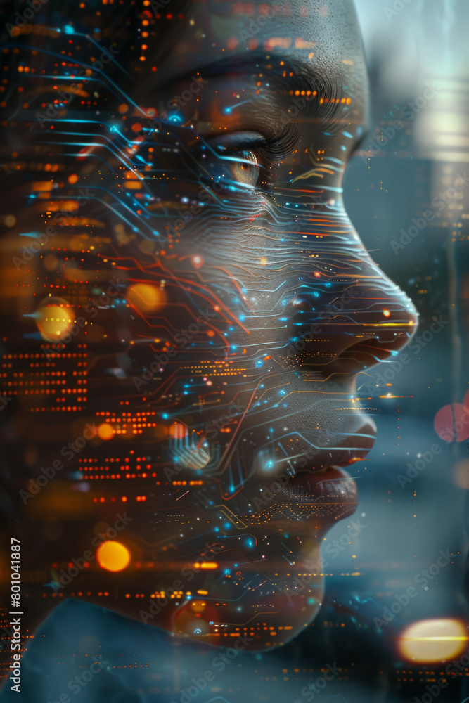 Aufkleber exploration of human and technological integration through innovative visual artistic technique