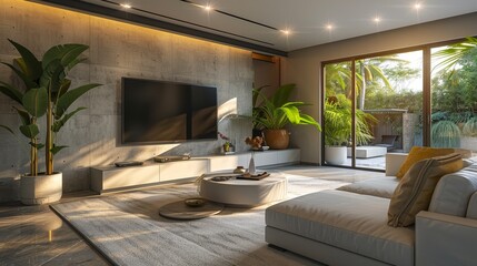 Fototapeta premium Modern Living Room Concept: Visuals representing the concept of modern living rooms