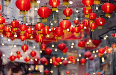 Chinese new year lantern in chinatown area.