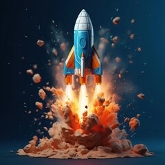 spaceship taking off from mars