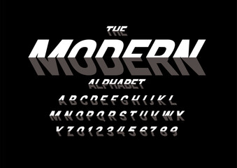 Vector of stylized modern font and alphabet