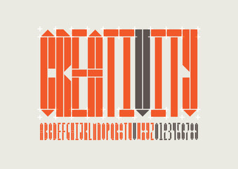 Vector of stylized modern font and alphabet