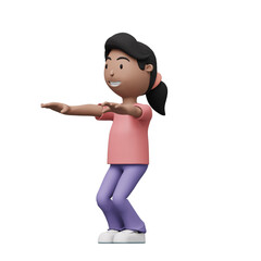A cartoon woman is doing a exercise and yoga pose. 3d render