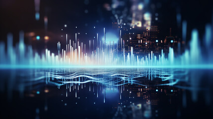 Fototapeta premium Abstract wave flow. Sound oscillation design. Flowing particles.