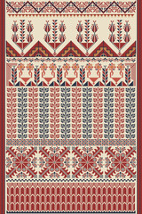 Traditional Palestinian Tatreez, seamless pattern vector template