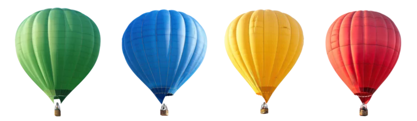 Set of floated green Hot-air balloon isolate on transparency background PNG