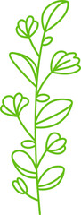Branches with Leaves and Flowers Illustration