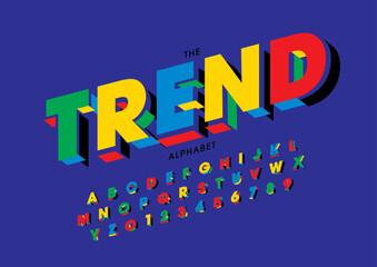 Vector of stylized modern font and alphabet