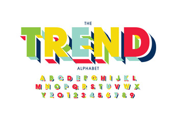 Vector of stylized modern font and alphabet