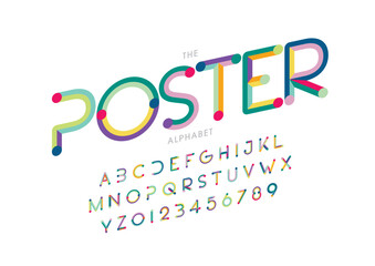 Vector of stylized modern font and alphabet