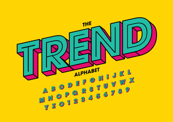 Vector of stylized modern font and alphabet