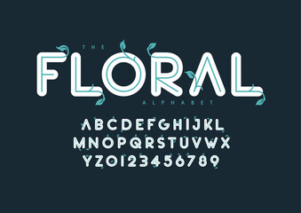 Vector of stylized modern font and alphabet