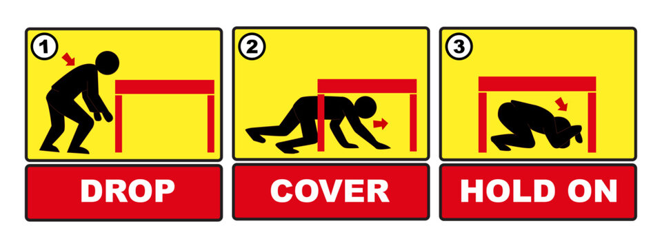 stay safe during an earthquake sign vector illustration