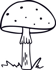 Naklejka premium Amanita mushroom in doodle style. Vector illustration