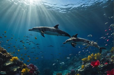 dolphin and diver Dolphin Delight A Romantic Underwater Serenade