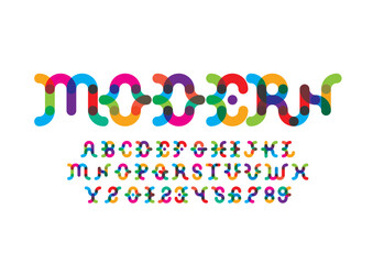 Vector of stylized modern font and alphabet