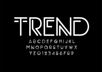 Vector of stylized modern font and alphabet