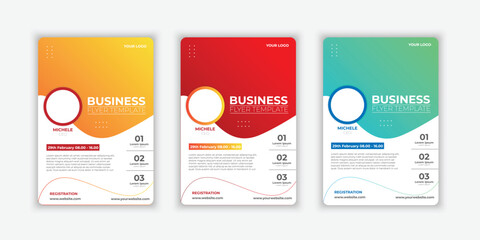 Modern business flyer template simple abstract design with gradient style set collection.