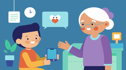 A child talking to their grandparent who lives in a nursing home and being able to hold their hand and feel their warmth through their virtual.