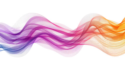 Depict the interconnectedness of modern tech with vibrant gradient lines in a single wave style isolated on solid white background