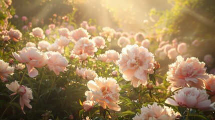 A field of pink flowers under the shining sun, showcasing nature in full bloom - Powered by Adobe